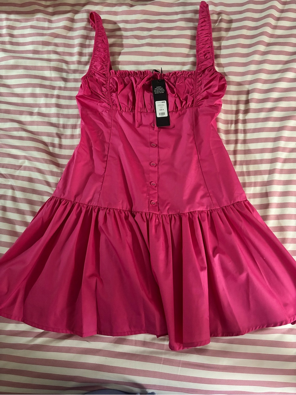 Hot Pink Ruffle Strap Summer Dress